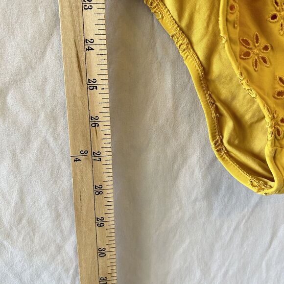 Ripcurl Women’s Open Back Eyelet One Piece Bodysuit Size 10 Yellow Colorful - Picture 7 of 9